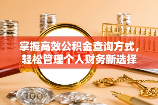 中堂掌握高效公积金查询方式，轻松管理个人财务新选择